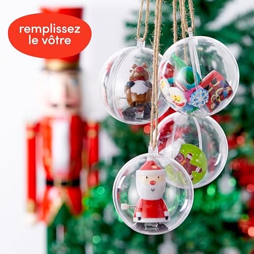 THE TWIDDLERS 48 Boules de Noël Transparentes à Remplir & Décorer (6cm) - Ornement de Sapin à Suspendre Personnalisé - Déco DIY pour Noël, Mariages, Anniversaires, Fêtes