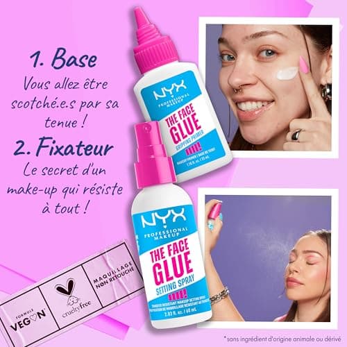 NYX Professional Makeup - Spray Fixateur de Maquillage - Résistant aux Transferts et Waterproof - Tenue Longue Durée 24H - Formule Vegan - The Face Glue Setting Spray - 60ml