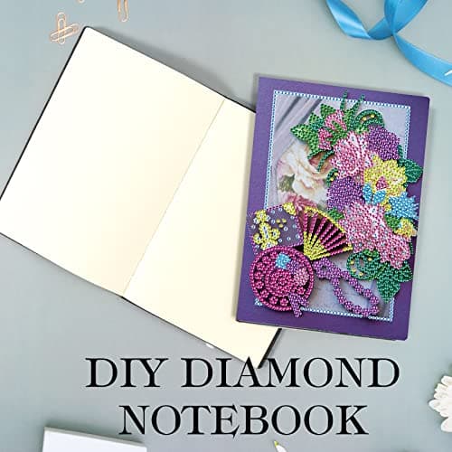 DCIDBEI 2 Pack A5 Carnet Broderie Diamant Carnet de Voyage A5 Diamond Painting Carnet de Notes Diamant Painting Carnet de Note Fleurs Fée Cahier Diamond Painting Journal de Suivi Journal Intime Adulte