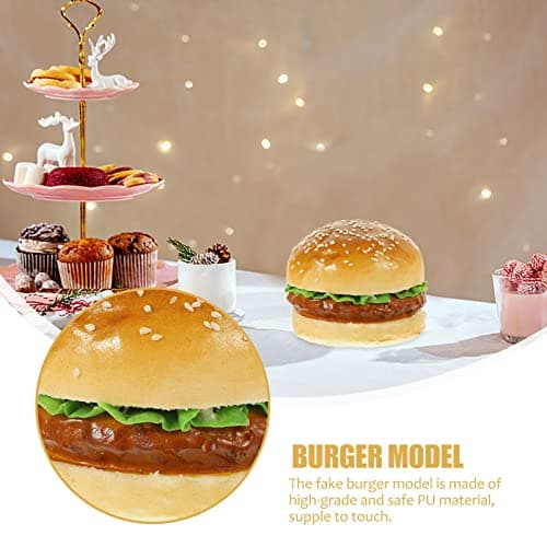 Amosfun Burger en Simulation Réaliste pour Photographie de Nourriture - Accessoire de Cuisine pour Enfants, Jouet Éducatif en Bois pour Dinette, Idéal à Partir de 2 Ans