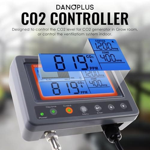 Contrôleur de CO2 Contrôleur de dioxyde de Carbone Moniteur de CO2 Fonction Relais Jour et Nuit, capteur de CO2 NDIR pour Serre, salles de Culture, Usine, Maison, Bureau