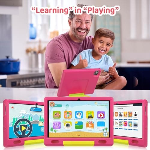 Wqplo Tablette pour Enfants 10 Pouces Android 8+64 Go 5000mAh Bluetooth IPS HD 1280 * 800 Affichage Contrôle Parental (Rose)