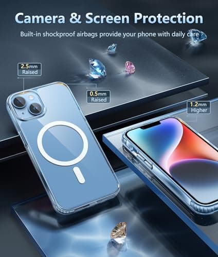 FNTCASE Coque pour iPhone 13 : iPhone 14 - Protection magnétique Militaire Contre Les Chutes - Anti-jaunissement - Coque de Protection Robuste et Durable résistante aux Chocs - 6,1"