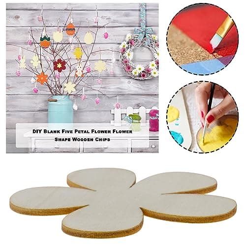 YINETTECH Lot de 30 copeaux de bois vierges en forme de fleur à suspendre - Accessoires pour loisirs créatifs, décoration d'intérieur - B