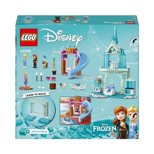 LEGO Disney Princess Le Château de Glace d’Elsa, Jouet de Princesse La Reine des Neiges, 2 Figurines Animales et Mini Poupées Elsa et Anna, Cadeau pour Filles et Garçons Dès 4 Ans 43238