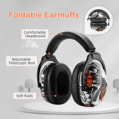 HOCAZOR Casques Antibruit Pour Enfants, RéGlage Pliable Casque Protection de Auditive Passif Pour Autistes Enfants, Concerts, Feux D'Artifice, L'AéRoport, Cinémas, Graffiti, NRR 22db/SNR 27db-Noir