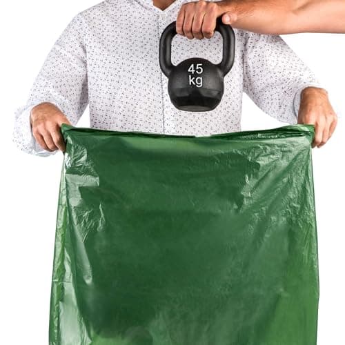 Relevo Sacs Poubelle Verts avec Liens Coulissants – 50L (Largeur 70 cm x Hauteur 75 cm), 60 Sacs (6 Rouleaux × 10 Sacs) | Sacs Poubelle Extra Résistants | 100% PEBD Recyclé | Certifié Blue Angel