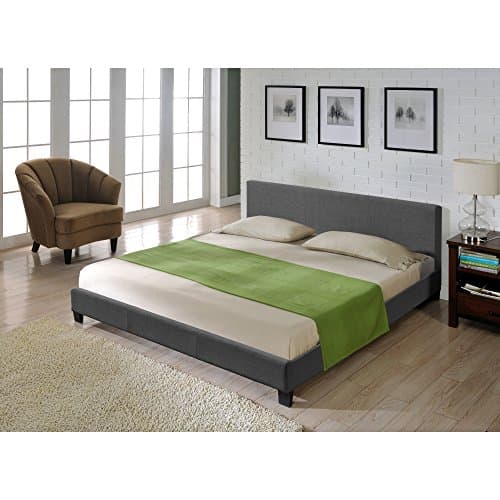 Corium Lit Double Rembourré Design Sommier à Lattes Polyester 140 x 200 cm Gris Foncé