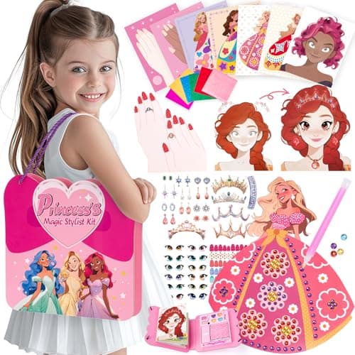 COCO&Friends Jouet Fille 5 6 7 ans Diamond Painting Enfant avec Foil Stickers, Activites Manuelles pour Enfants Princesse Habiller Livre de Coloriage, Cadeau Fille 5 6 7 ans Anniversaire Noël