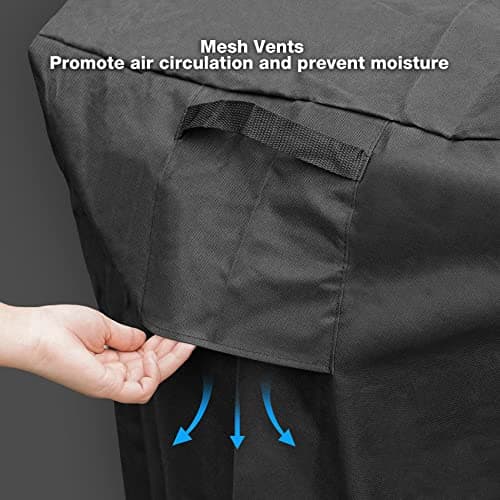 Onlyfire Housse Barbecue Exterieur, 600D PVC Housse Barbecue, BBQ Cover pour Chariot de Barbecue, Chariot de Service, 104 × 61 × 81 cm, Bache Barbecue mit Verstellbarem Kordelzug, Noir