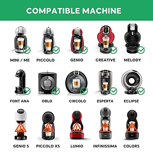 Capsules rechargeables Filtres à dosettes de café réutilisables compatibles avec les brasseurs Dolce Gusto avec cuillère et brosse (Convertisseur de capsules)