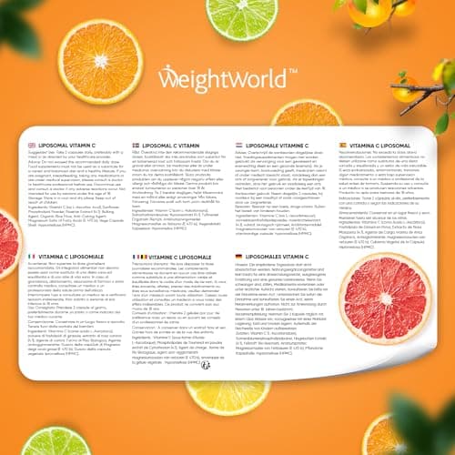 Vitamine C Liposomale 1000mg - 180 Gélules Vegan (3 mois) - Antioxydant, Anti Fatigue, Immunité Adulte, Vitamine C Gélules, Acide Ascorbique Haute Absorption avec Extrait d'Églantier (Cynorrhodon)