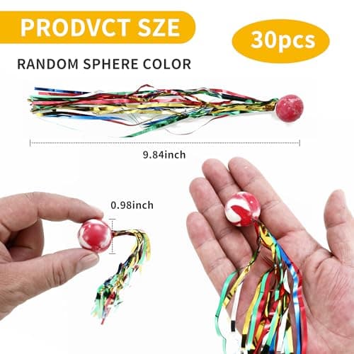HAOYULUO 30 Pièces Balle Rebondissantes,Balle Rebondissante avec Ruban,Convient pour Les Fêtes d'enfants, Les Cadeaux d'anniversaire, Les Fêtes de Fin d'année et Autres Occasions