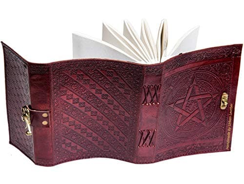 Urban Leather Star Pentagram Journal für Männer und Frauen Grimoire Wicca Witchcraft Book of Shadows Zeichnung Skizzenbuch Scrapbook Unlinierte Seiten