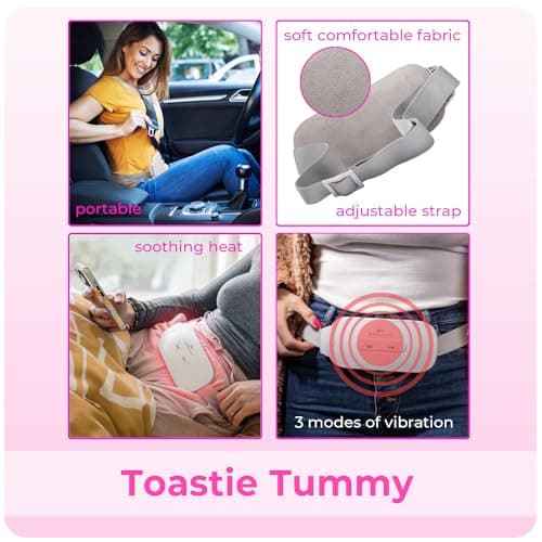 STYLPRO Toastie Sucette pour Crampes Menstruelles, Ceinture Menstruelle Chauffante Electrique avec 3 Modes de Chaleur et de Vibration, Rechargeable Appareil Calmant