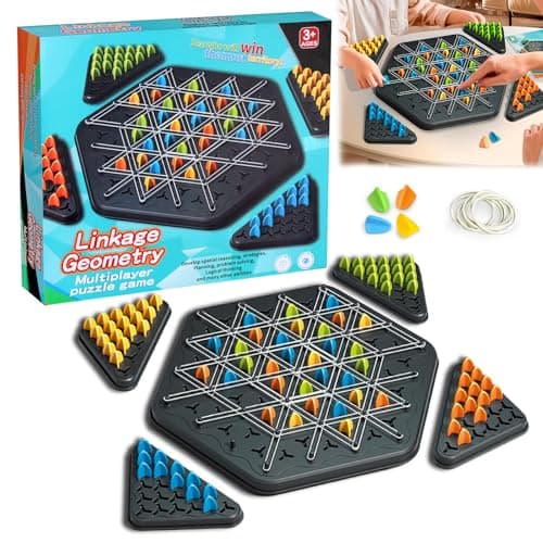 Sinwind Triggle Jeu, Triggle Jeu élastique, Jeu de Triangle en Chaîne, Jeu d'échecs Triangulaire, Jeu de Stratégie Triggle pour Les réunions de Famille avec Une Collection d'enfants (2-4 Personnes)