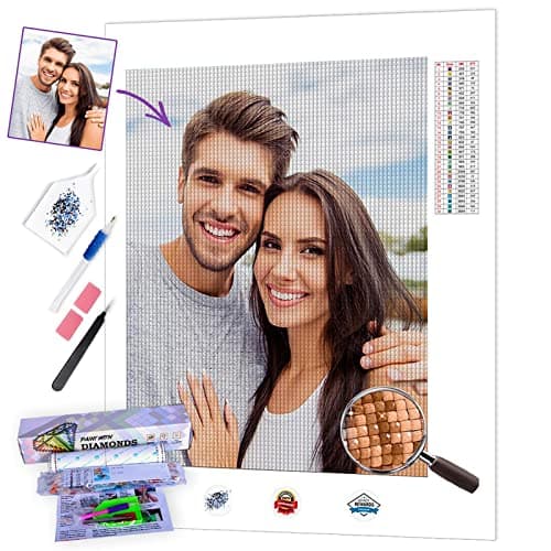 Lehaha Diamond Painting Personnalisé Photo,5d Diamant Painting Personnaliser Broderie Diamant Peinture Kit Full Drill Custom Diamond Painting Adulte Enfant Chat Paysage(Diamond Rond,30 x 40 cm)