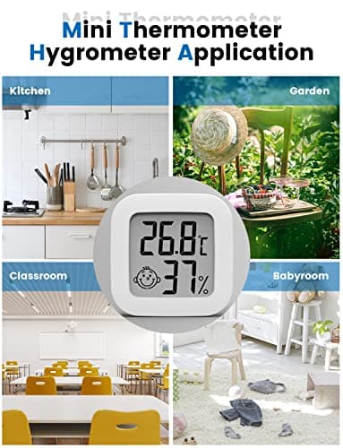 Mini Thermomètre Hygromètre Intérieur Digital à Haute Précision, Moniteur de Température et Humidimètre, Thermo Hygromètre Indicateur du Niveau de Confort