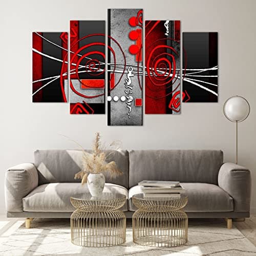 Moderne Impression sur Verre 150x100cm Image Tableau en Verre Decoration Murale Graphique figures géométriques cercle Grand XXL Tableaux Decoratifs Triptyque 5 parties Deco Salon Art GEA150x100-0599