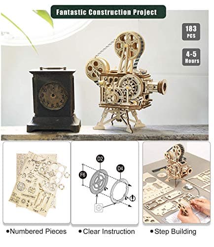 Robotime Vitascope Puzzle 3D Mécanique Modèle en Bois - Maquette Jeux de Construction - etablis Bricolage Enfant Jeu de Construction en Bois Adulte