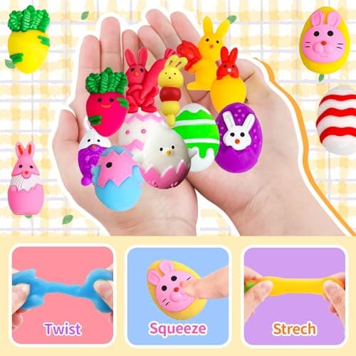 POPOYU 15PCS Pâques Kawaii Mochi Squishy Toys,Mignon Animaux Squishy Anti Stress Enfant,Mini Squishies Soft Squeeze Jouet,Cadeau Halloween Noël Pâques Anniversaire Invites Pochette Surprise Enfant