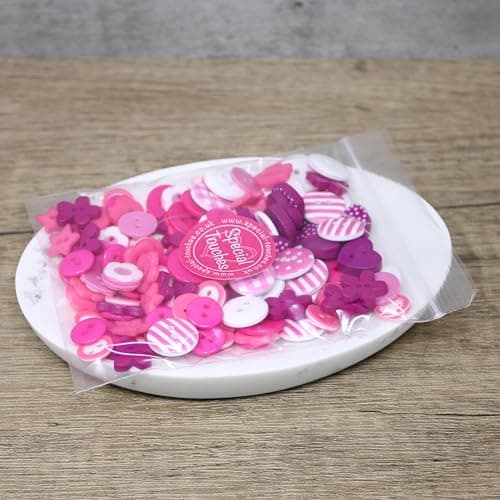 Lot de 150 boutons en bois, acrylique et résine Rose vif – Parfait pour de superbes décorations de création de cartes – Fournitures de bricolage