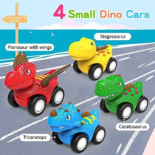 ENJSD Camion Dinosaure Jouet pour Enfant de 3 4 5 Ans, 5 en 1 T-Rex Camion Transporteur Voiture avec Lumières et Sons, Jeux pour Garcon Fille 3 à 5 Ans, Cadeau Noel Enfant de 3-5 Ans(Vert)