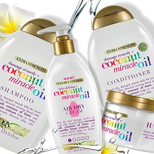 OGX | Shampooing Extra Strength Damage Remedy + Coconut Miracle Oil (flacon de 385 ml) – Shampoing réparateur au lait de coco – Soin pour cheveux secs et abîmés