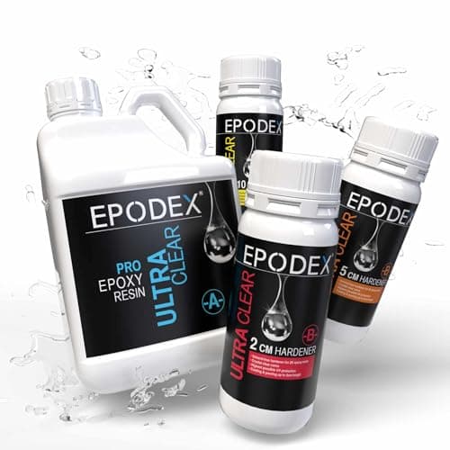 EPODEX Résines époxy 2K - 3 hauteurs de coulée de 0 à 10 cm - Revêtements, art, artisanat, plâtrage et plus encore - Résine de coulée - Résine - Résine - Transparent 7,5kg