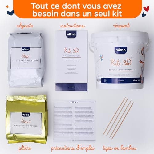 Niimo Kit Moulage Main Couple - Idée Cadeau Femme, Idée Cadeau Homme, Cadeau Couple, Cadeau Mariage Personnalisé, Cadeau Maman, Kits de Moulage et d'Empreintes, Moule Main Couple, Kit Moulage 3D