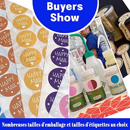 SXLONG 100 Étiquette Autocollants personnalisés Étiquettes personnalisées, personnalisés avec nimporte Quel Texte de Logo pour personnalisées Faites à la Main, Emballage, Bouteille, bocaux, Bougie
