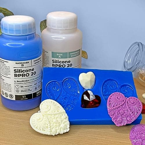 Reschimica Caoutchouc de Silicone Liquide pour Moulage 1:1 R Pro 20, 100% sûr, Non Toxique, Facile à Utiliser, Silicone de Moulage avec catalyseur au Platine (10 kg)
