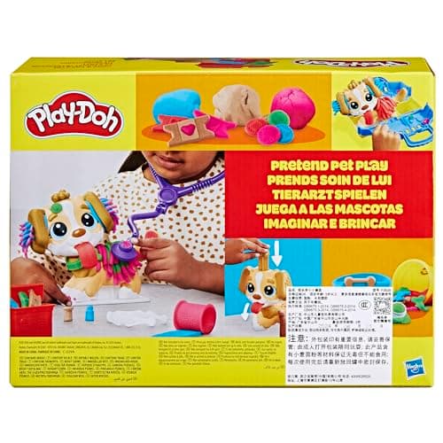 Play-Doh Coffret Le Cabinet Vétérinaire, Mallette Transportable avec Chien, 10 Outils et 5 Pots de Pâte à Modeler Atoxique, Jouet Créatif pour Enfants dès 3 Ans
