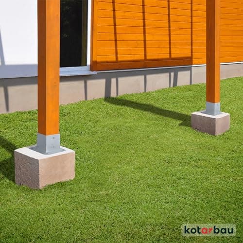 KOTARBAU® Support Poteau a Visser 50 x 50 mm Carré Manchon de Sol Support de Poteau Ancre de Poteau en Acier Galvanisé à Chaud Argent Support Poteau Bois Fixation Poteau Bois