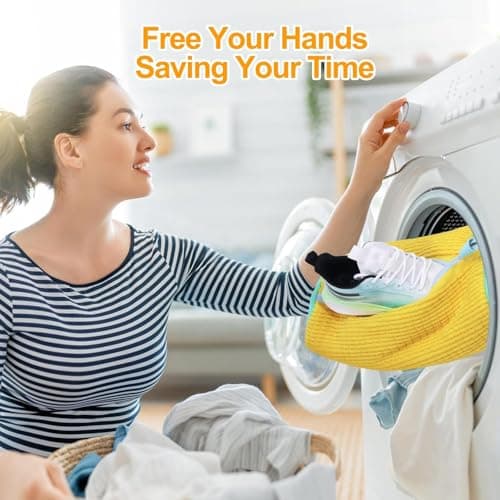 DUOJIN Sacs à Linge pour Chaussures Réutilisables Sac Lavage Chaussures Machine à Laver avec Fermeture Éclair, Filet Linge Machine à Laver Chaussures Protéger Chaussures (Jaune)