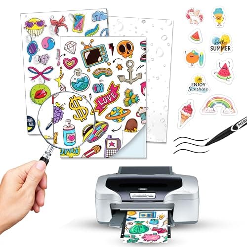 25 Feuilles de Vinyle Adhésif Imprimable A4 Imperméable | Papier Vinyle Adhésif Imprimable Blanc Mat | Papier Autocollant Imperméable | Vinyle pour Imprimantes