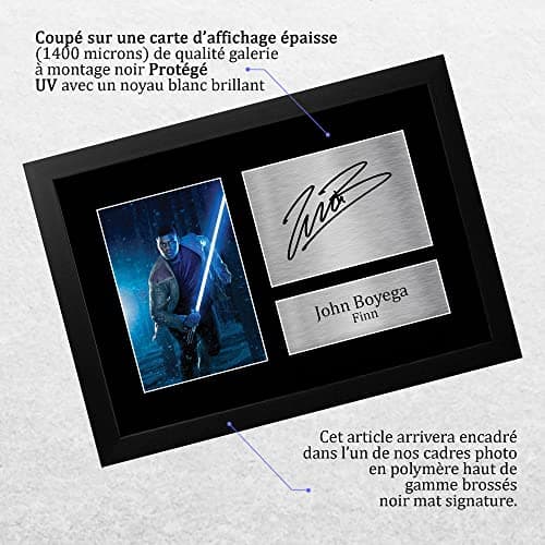 HWC Trading FR A4 John Boyega Star Wars Finn Cadeaux Imprimé Signé Autographe Photo pour les fans de cinéma - A4 Encadré