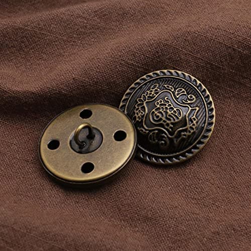 ECSiNG 12pcs Gravé Boutons Bronze Antique avec Tige Ronde Couture Boutons Décoration pour Vêtement DIY Artisanat Manteaux Veste Coupe-Vent Pantalon 25mm