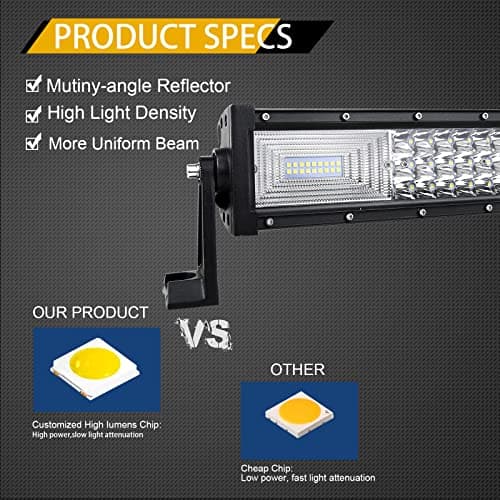 Willpower Bar a LED, 42'' 540W Triple rangée Faisceau combiné Barre de LED avec 12V Faisceau de câblage kit Rampe LED Phare LED Projecteur LED pour Offroad Véhicules Voiture camions ATV