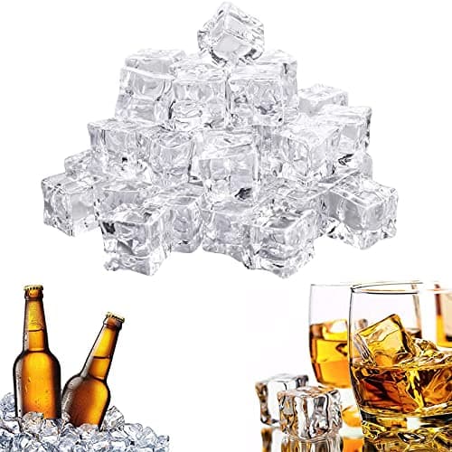 Transparent En Plastique Acrylique Glaçons Réutilisables Transparent En Forme De Cube Glaçon Artificiel Faux 18mm Pour Affichage Accessoires Photographie Décoration Barre Cuisine (100 Pièces)