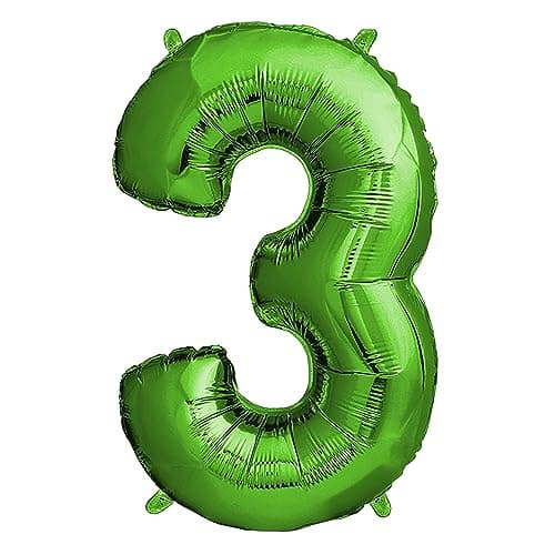 envami® Ballon Anniversaire 3 ans Vert - 101 CM Ballon Chiffre - Deco Kit Anniviersaire Garçon - Happy Birthday Decoration - Ballon Joyeux Anniversaire - Vole Grâce à l'Hèlium