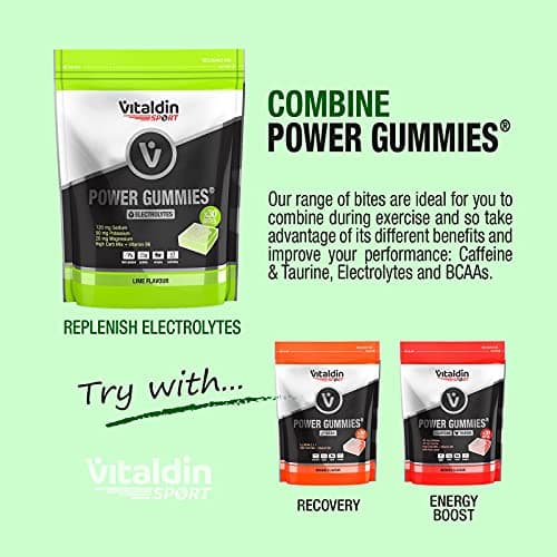 VITALDIN SPORT Power Gummies Electrolytes – Équilibre électrolytique –120 mg Sodium, 90 mg Potassium, 20 mg Magnésium par dose + Vitamine B6 – Doypack 30 Gommes – Bites Goût Citron Vert – Vegan