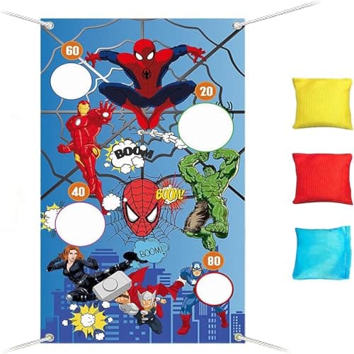 Jeux de Lancer Enfant,Bannière de Dessin Animé avec 4 Sac de Sable, Cartoon Anime Jeux de Lancer,Throwing Game,Jouets Enfants pour Fête d'anniversaire,Carnaval,Jeux pour Intérieur, Extérieur,Jardin