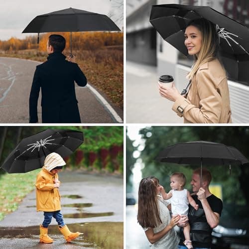 Herreicher Parapluie Pliant Résistant au Vent - Nouveau Automatique Parapluie Solide aux Tempêtes Portable Compact Double Toit Coupe-vent Ventilé De Voyage Grand Pour Homme et Femme (Noir)