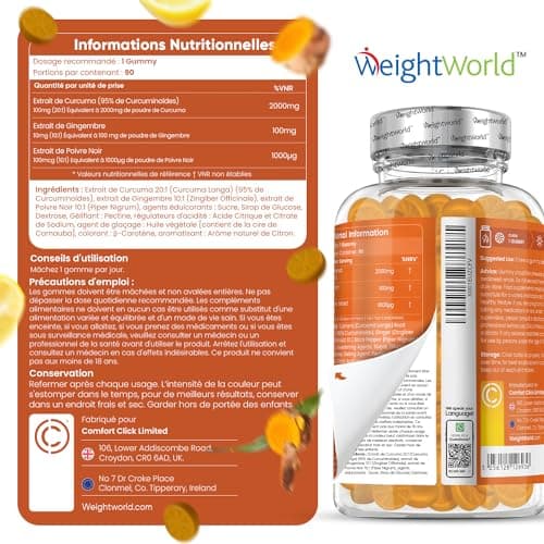 Curcuma gummies 2100mg, 90 Gummies Vegan (3 Mois) - Goût Citron - 95% de Curcuminoïdes - Faible en Sucre - Curcuma Gingembre Poivre Noir - Alternative au Curcuma en Gélules - Forte Absorption