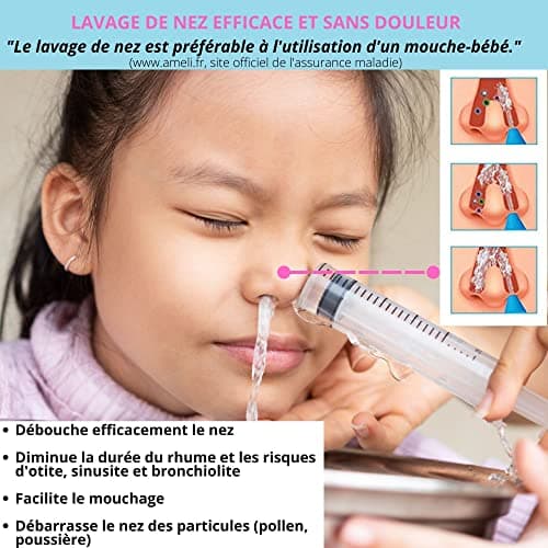 Seringue nasale bebe enfant 10 ml 20 ml et embout silicone souple - Mouche bebe seringue - Pipette serum physiologique - Seringue nez bebe - Trousse de soin bebe - Cadeau naissance garcon fille bébé