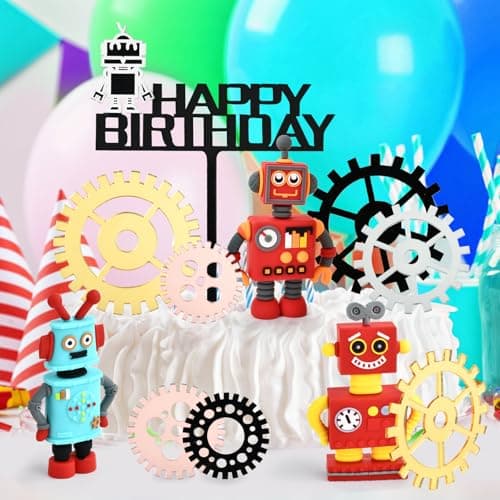 Décoration Gâteau Robot, 11 Pièces Cupcake Topper Robot, Robot Anniversaire Cake Topper, Cake Décoration Robot, Cake Topper Robot, Robot Party Gâteau Décoration, Gear Gâteau Topper