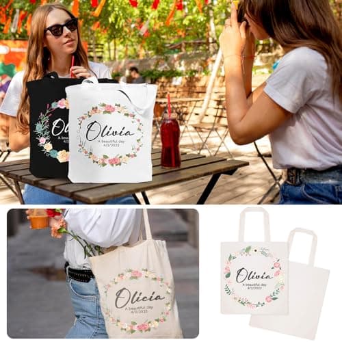 Cozifitgear Sac fourre-tout personnalisé pour la fête des mères pour femmes, sac de transport personnalisé, sac de courses réutilisable, cadeaux pour maman, demoiselles d'honneur, enterrement de vie