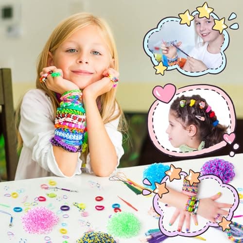 SLEMAKO 18000+ Elastique Bracelet Kit, 20 Couleurs Bricolage Creation Collier Bracelet Elastique Enfant Kit, Tissés Caoutchouc Kit Bracelet Jouets Pour Garçon Enfants Cadeaux D’Anniversaire Et De Noël