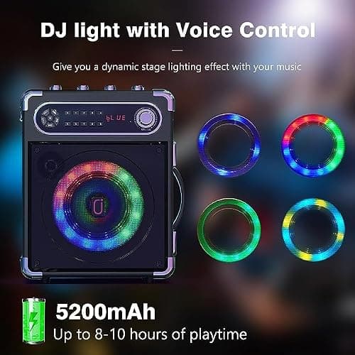 JYX Machine de Karaoké, bluetooth speaker pour adultes avec 2 microphones sans fil, Système de Karaoké portable pour soirée à la maison/au camping